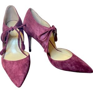 Ann Taylor Adelaide Suede Tassel Pump Heels in Vino